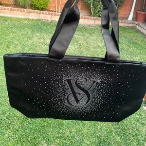 Victoria’s Secret black tote bag with silver rhinestone logo